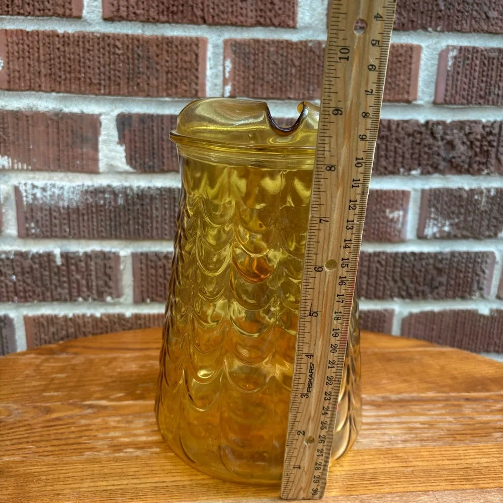 Vintage Libbey Glass Drape Honey Gold Amber Pitcher